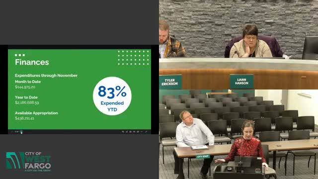 Library director reports 83% of budget expended through November; circulation, programs steady