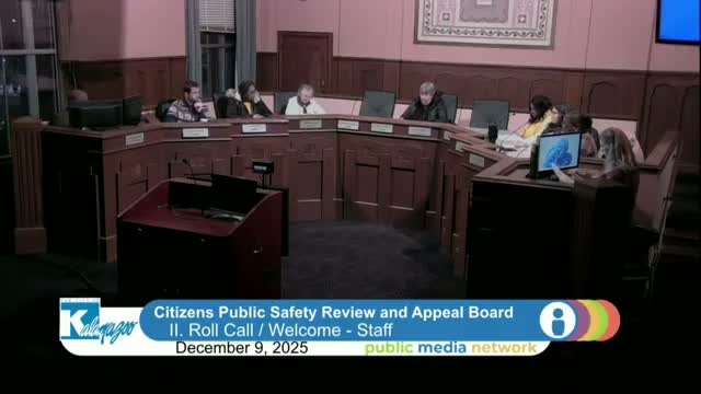 Kalamazoo oversight board adopts minutes, notes spelling correction; no public comments