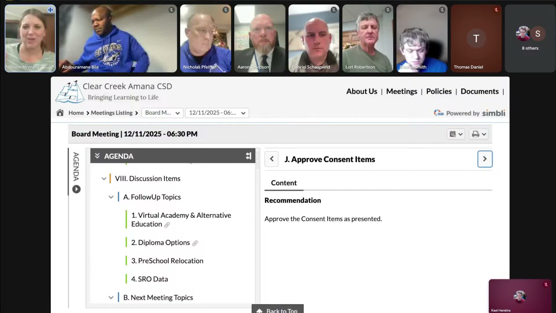 Clear Creek Amana board to pursue SRO MOU with Johnson County after data review and discussion