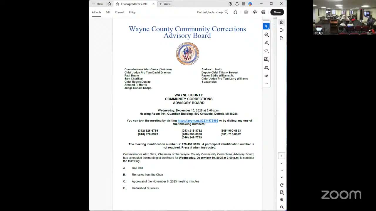 Wayne County advisory board hears reentry providers describe CBT, trauma-informed care and housing supports