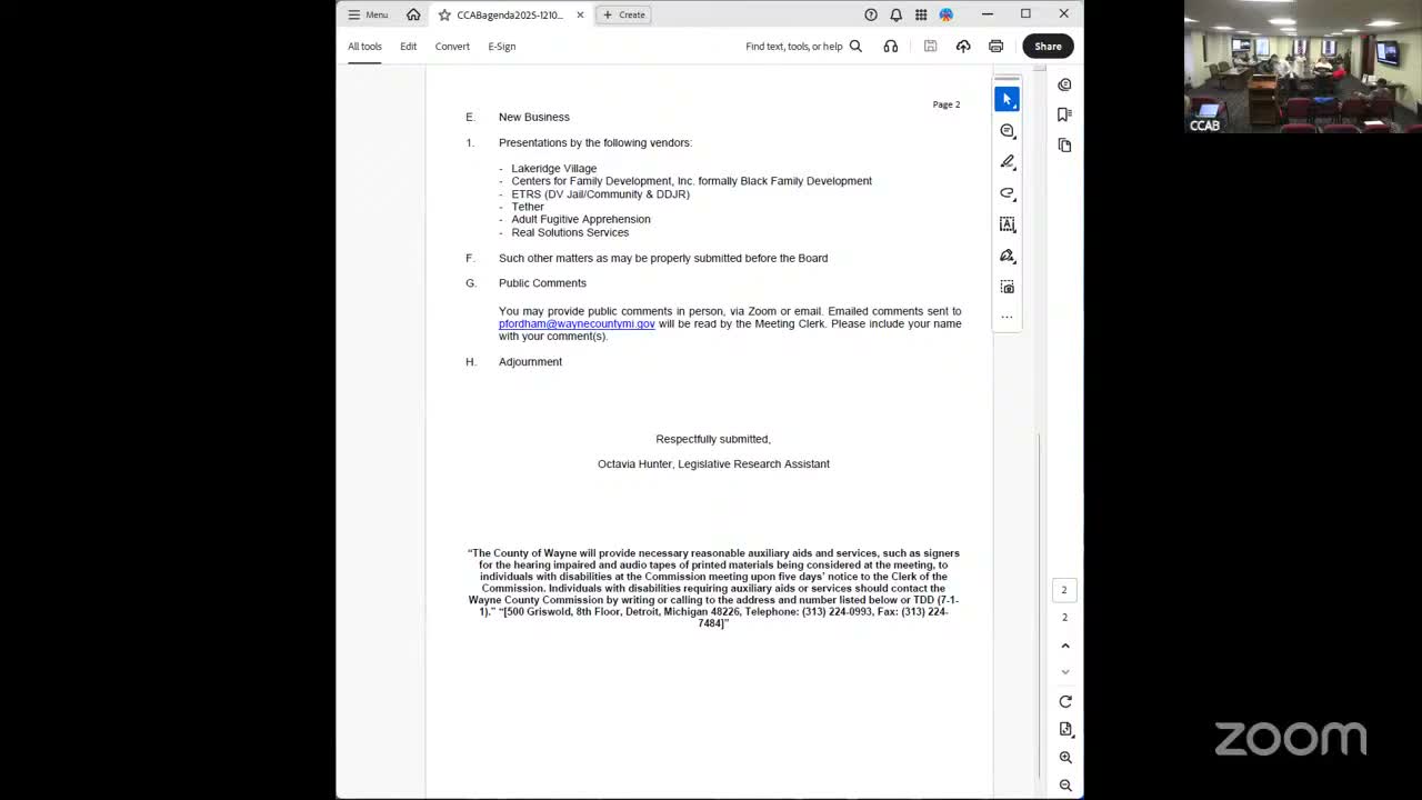 Wayne County board discusses Tethr electronic monitoring, jail space and contract compliance