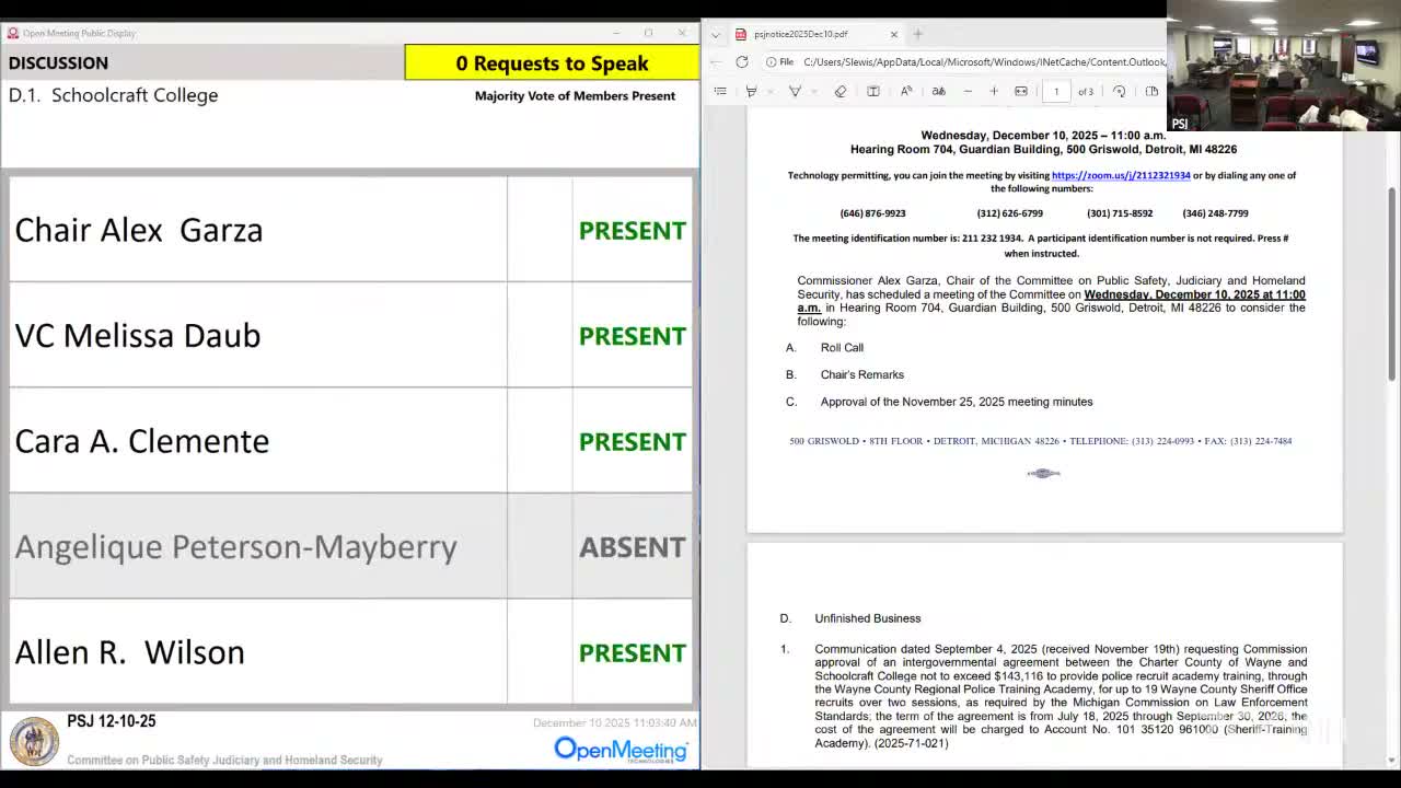 Wayne County committee approves Schoolcraft College training agreement for sheriff recruits