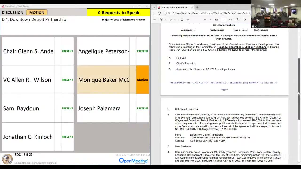Wayne County panel approves agreement with Downtown Detroit Partnership for magnetometers, adds notice if units sold