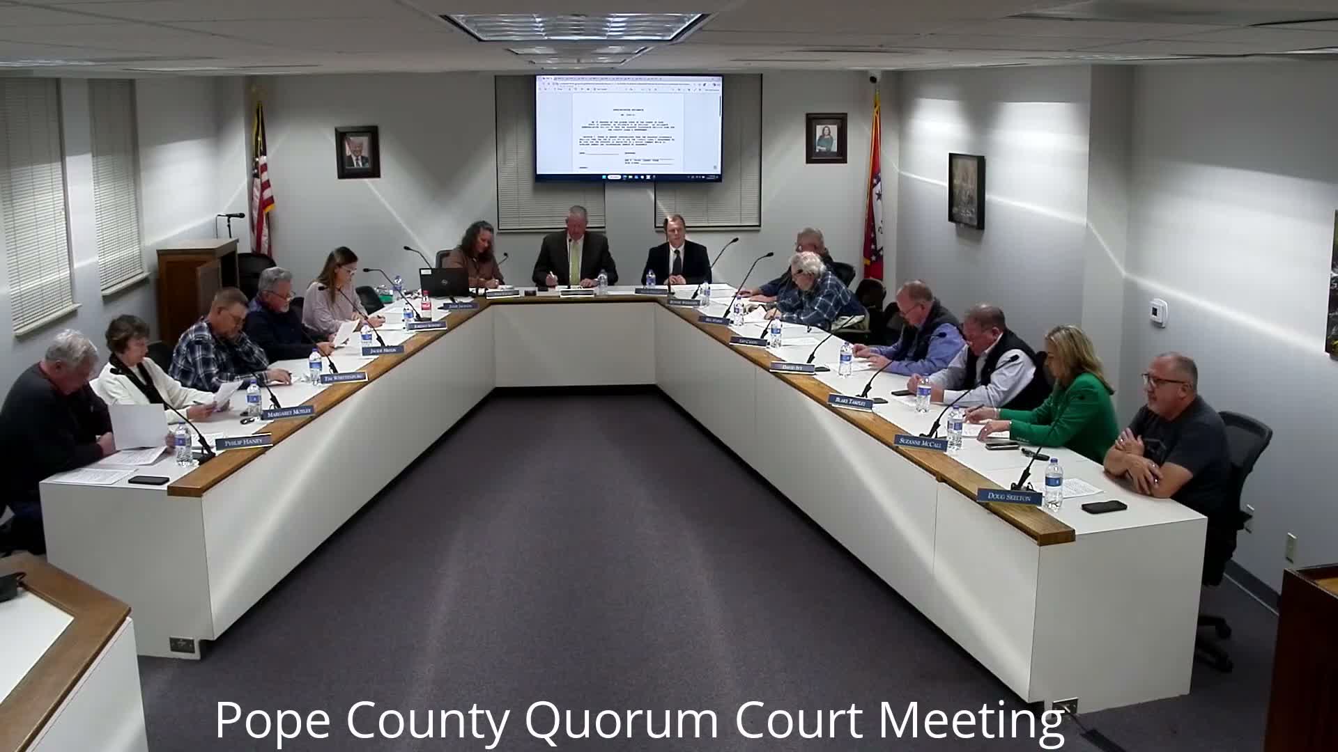 Pope County Quorum Court adopts 2026 operating budget, insurance and several appropriations