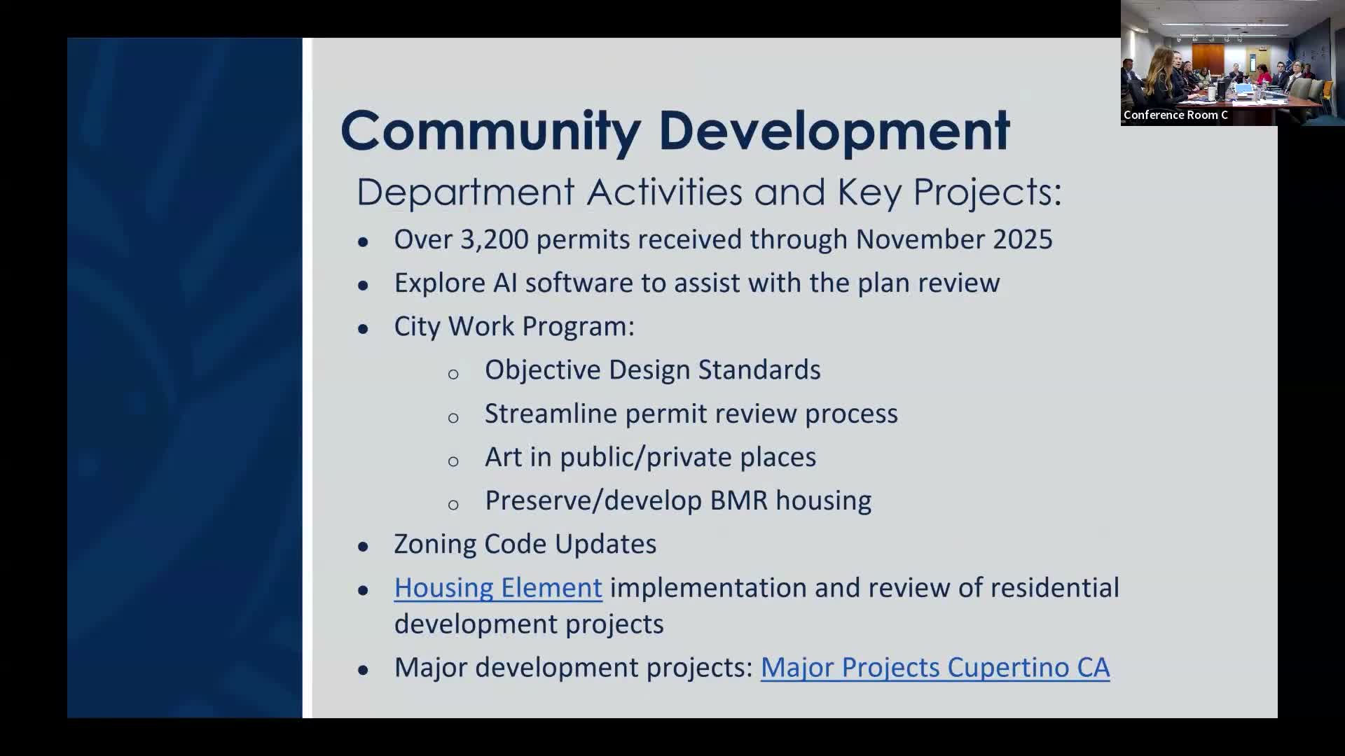 Staff orientation: clerk’s PRA workload, permit trends, capital projects and IT AI initiatives
