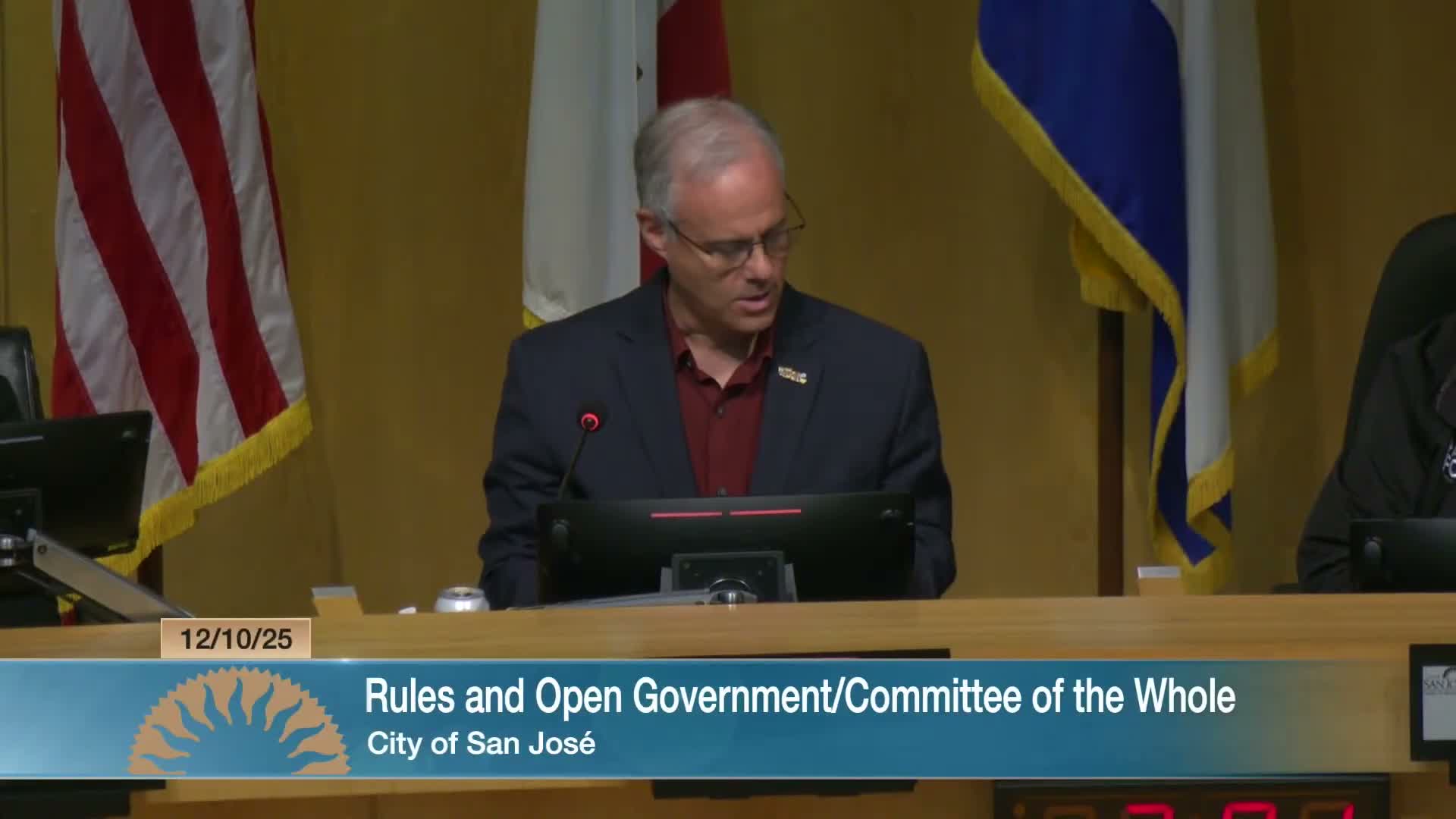 Rules and Open Government Committee approves agenda; adopts 12‑item consent calendar