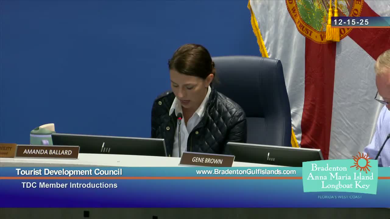 TDC welcomes new SRQ president Paul Hoback; council approves prior meeting minutes