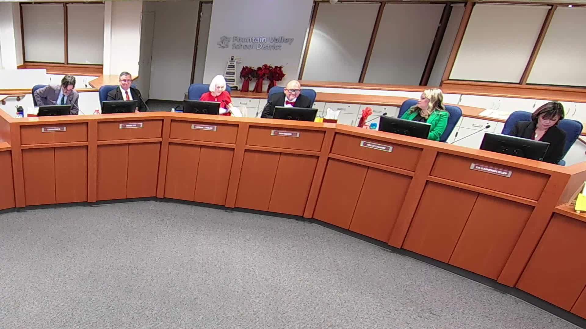 Fountain Valley trustees elect Dennis Cole board president for 2026; approve slate of officers, meeting dates and consent calendar