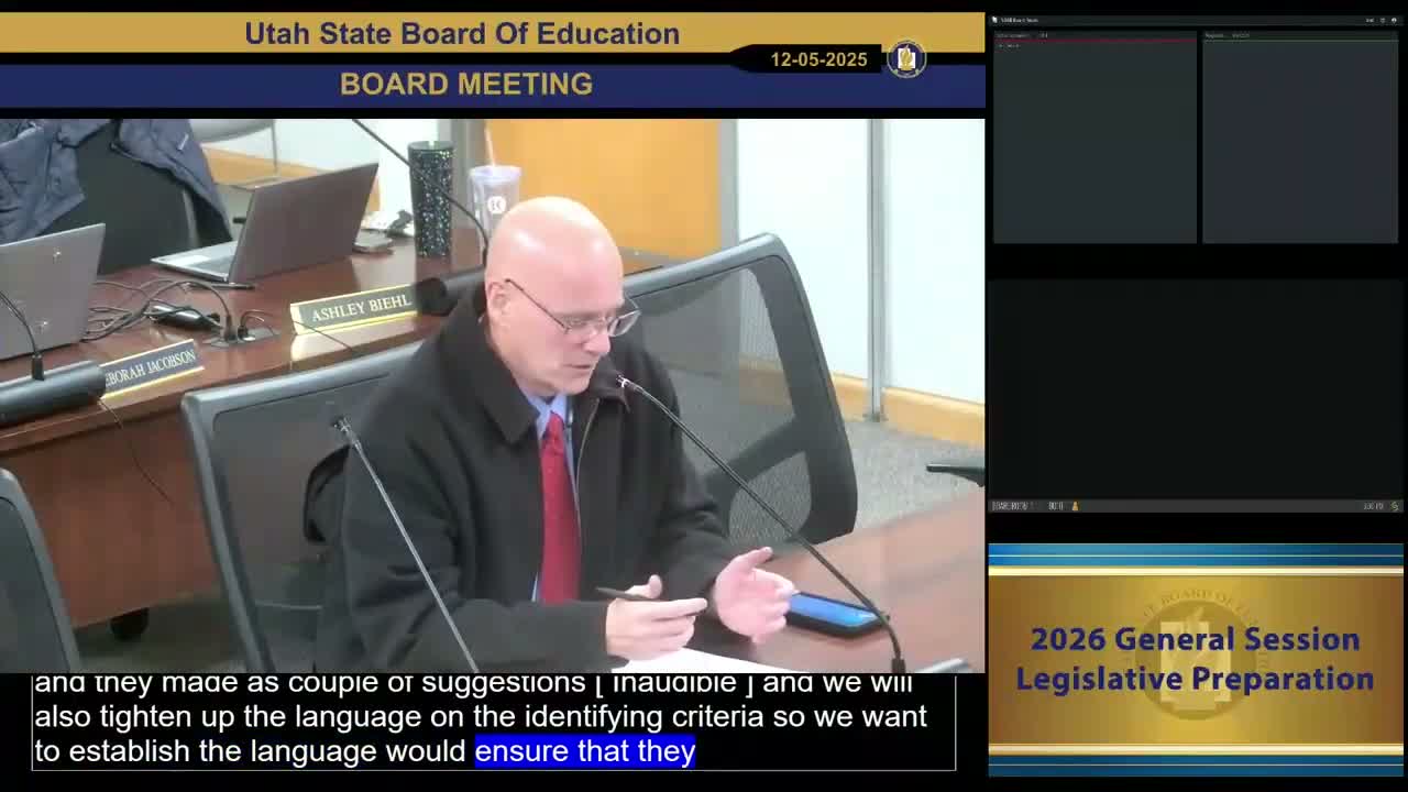 Utah board hears proposal to pilot national norm‑referenced tests as alternative to RISE