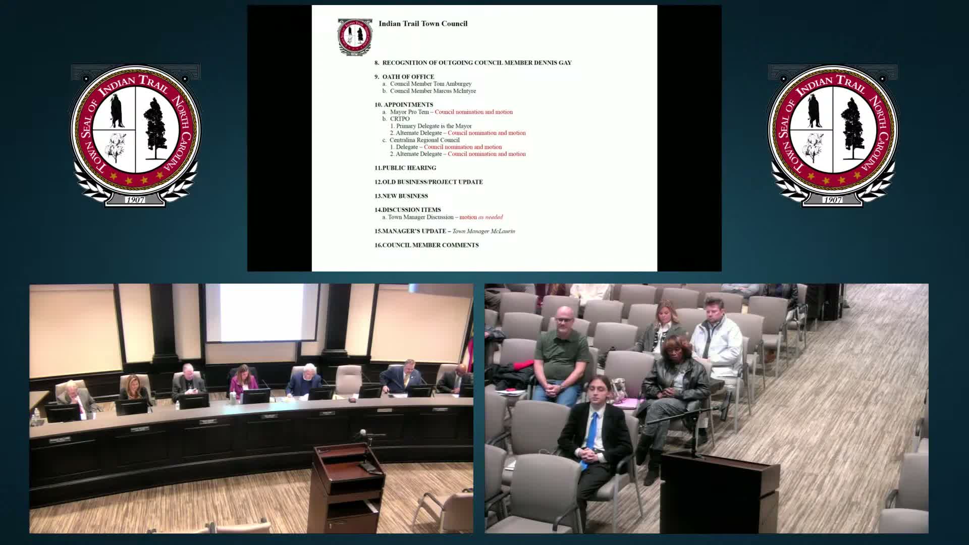 Indian Trail council swears in new members, elects mayor pro tem and schedules special meeting