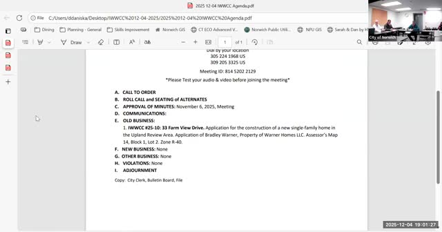 IWWCC approves single‑family home at 33 Farms View Drive with wetland protection conditions