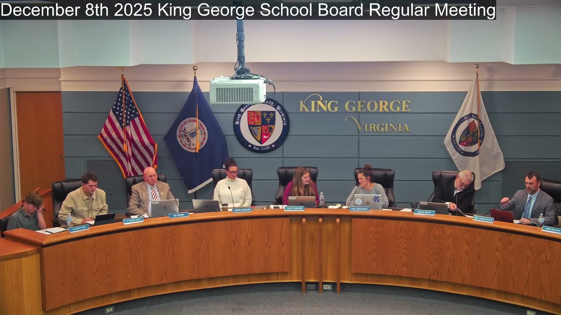 King George board approves minutes, donations and policy deletions; convenes closed session
