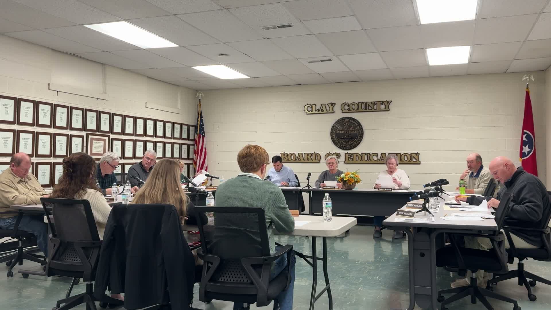 Clay County board approves budget amendment, adopts revised code-of-conduct; schedules January meeting at high school