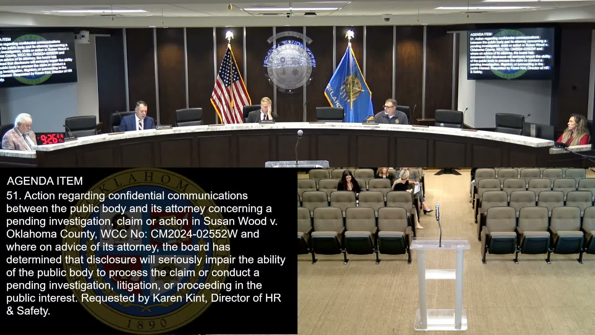 Commission records executive‑session outcomes: settlement of $25,920 and related actions