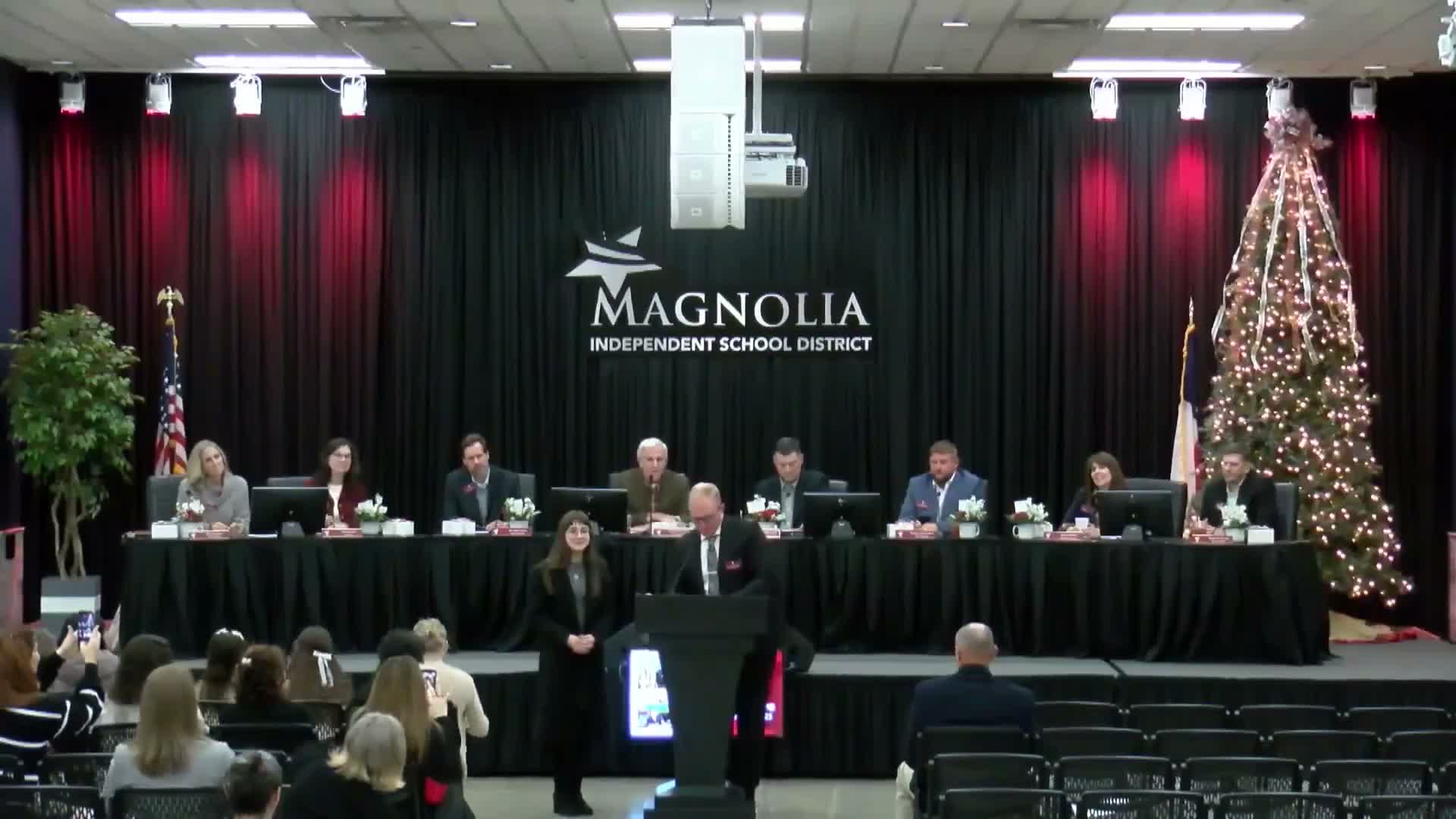 Magnolia ISD board honors students, teacher and Bulldogs after district championship season