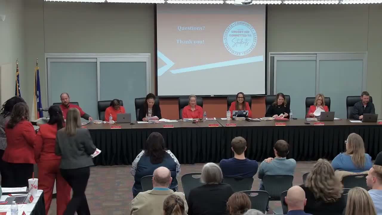 Community committee recommends ‘Package B’ for Crosby ISD long‑range bond; estimated tax impact about $1.47/month