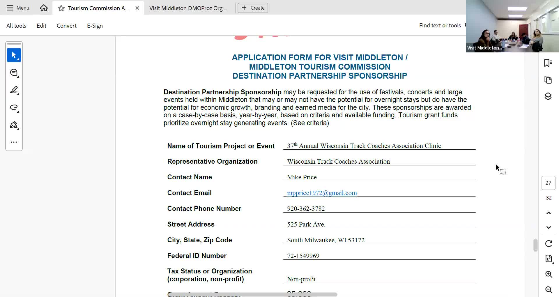 Middleton hotel managers report thinner future group bookings; staff presents STAR report and budget context