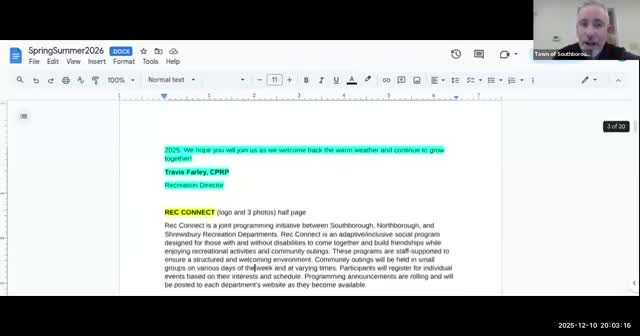 Recreation staff outlines summer events, camp plans and modest fee increases