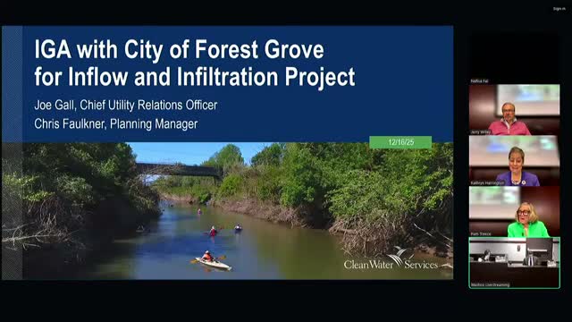 Board approves Forest Grove sewer rehabilitation Phase 3 IGA, citing federal grant support