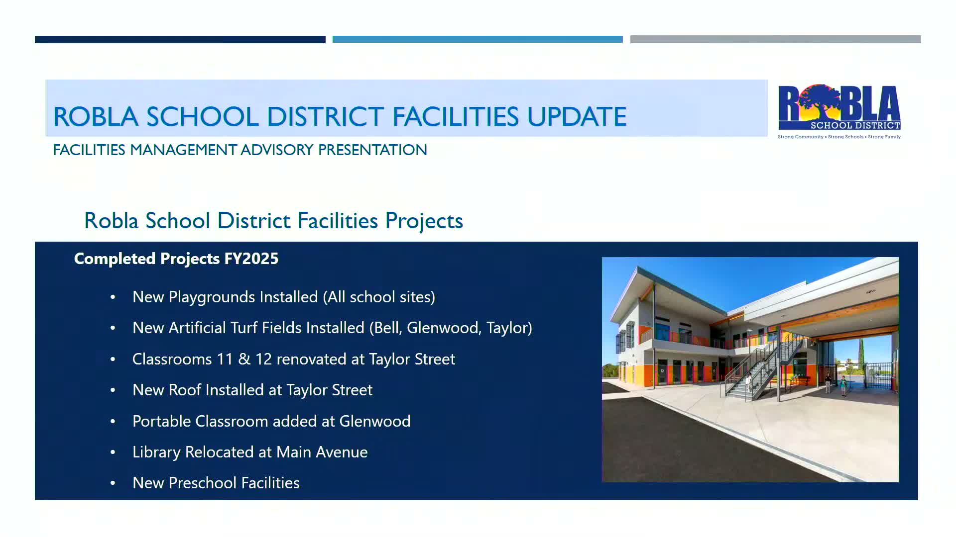 District says turf fields not yet released; contractor negotiations and Proposition 2 master plan underway