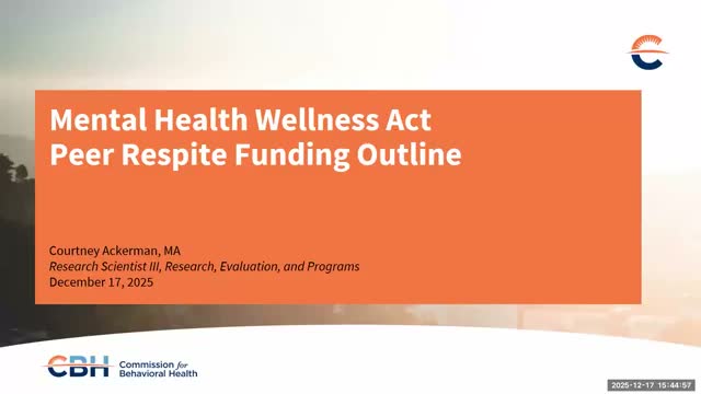 Advisory committee recommends $20 million peer‑respite plan to the full commission