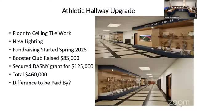 Manhasset officials discuss $500,000 athletic‑hallway upgrade; boosters, grant cover part of cost