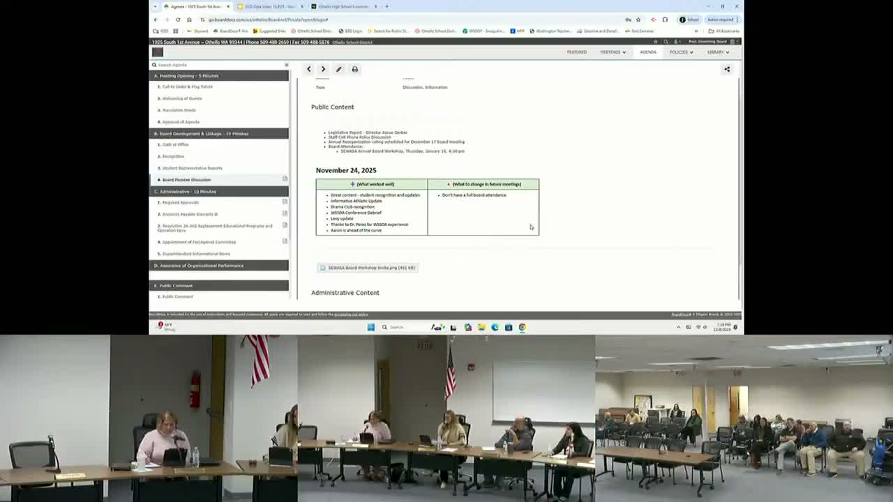 Othello board discusses districtwide cell-phone policy, weighs staff inclusion and union input