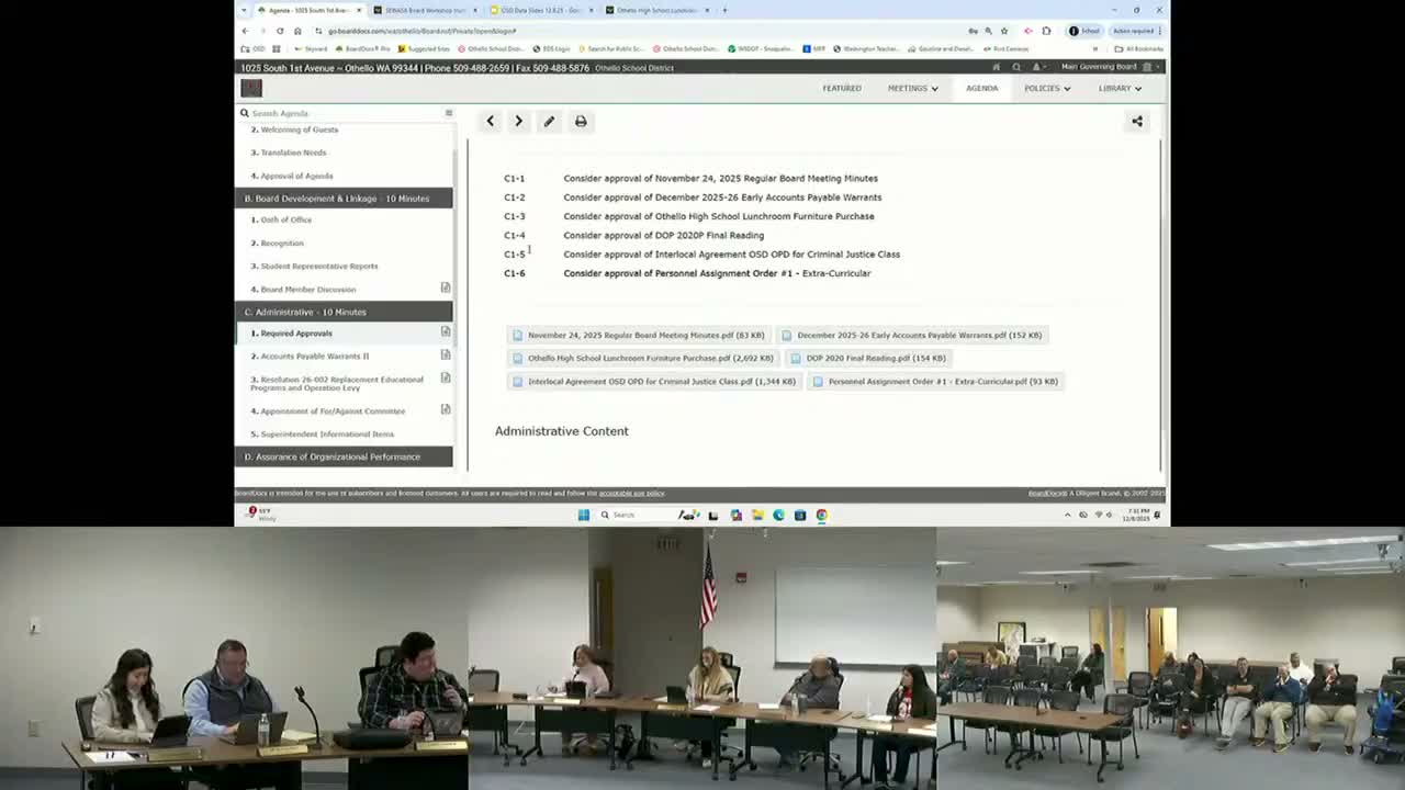 Board approves required motions, replacement levy resolution and committee appointments