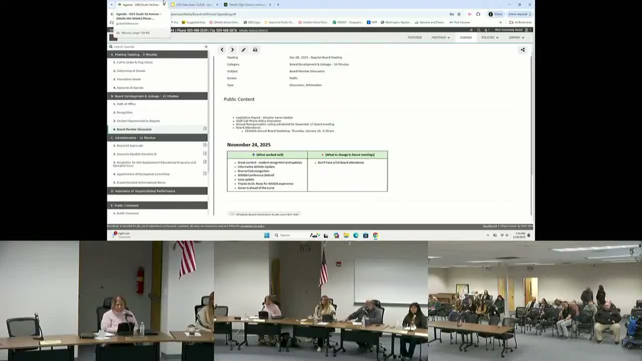 Othello presentation shows four elementary schools outperform expectations using demographic-adjusted model