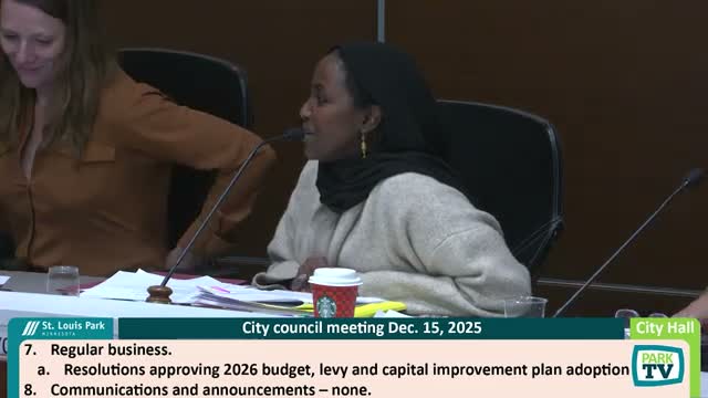 St. Louis Park adopts 2026 budget, keeps HRA levy at $1.194 million after close 4–3 vote