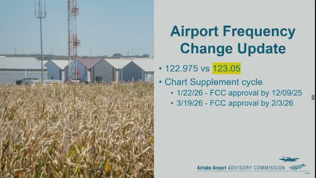 Airport plans frequency change; FCC timing could delay chart‑supplement update