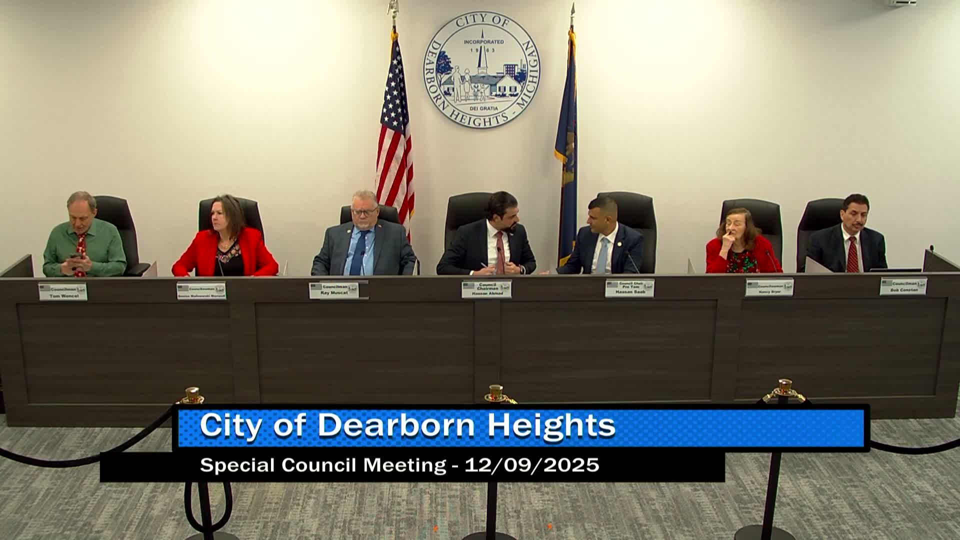 Dearborn Heights council study session reviews tree permit and planting fees, member reads resolution to pause removals