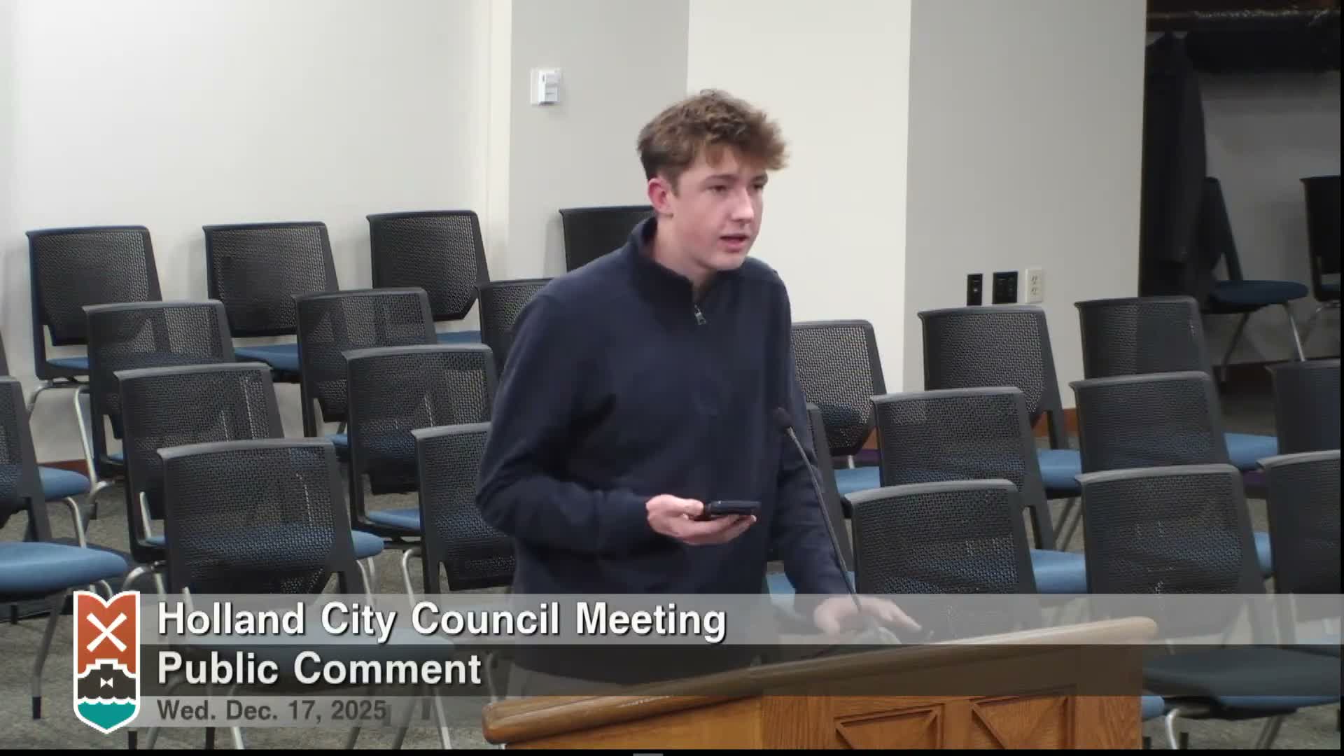 Hayek students urge Holland council to examine rental application fees; county official outlines eviction‑diversion plan