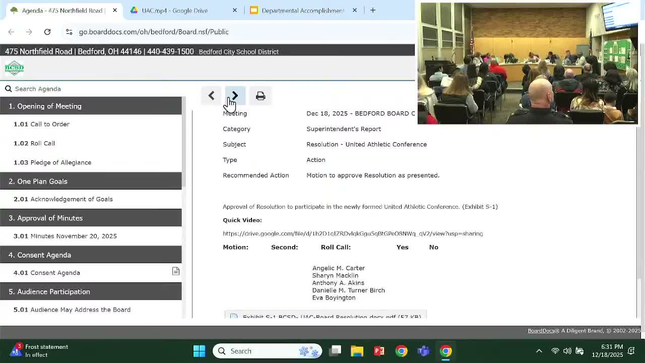Board approves Bedford’s participation in new United Athletic Conference