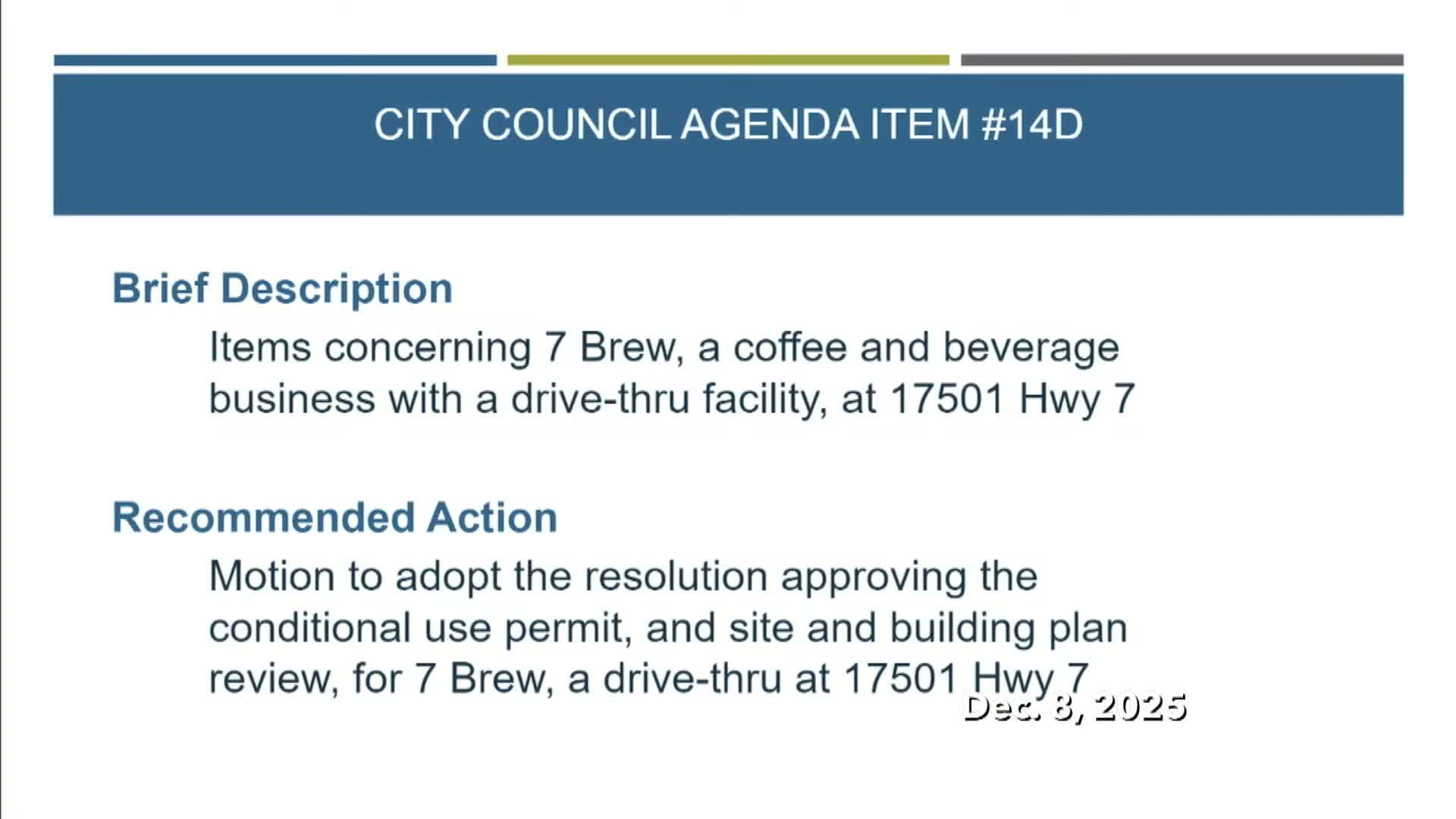 Council approves 7 Brew drive‑through at Highway 7 despite council concerns about drive‑through proliferation