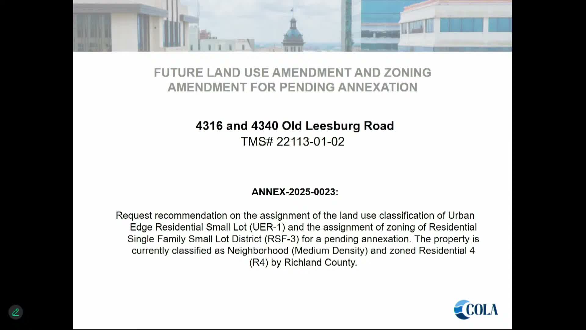 Planning Commission backs annexation, assigns RSF‑3 zoning for Old Leesburg Road parcels