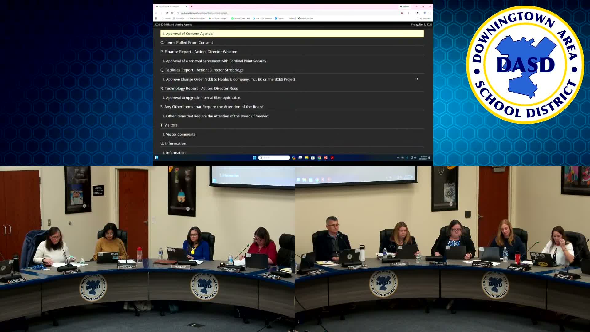 Board approves security contract, construction change order and fiber recabling