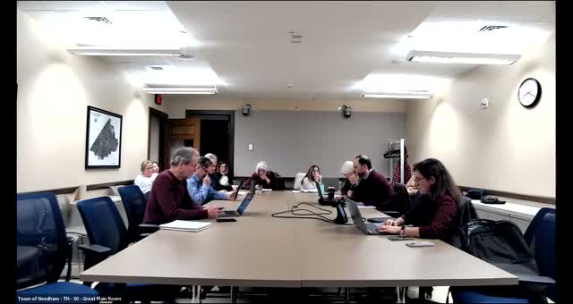 Working group asks for clearer labels on Needham Center animations; discusses changes to crossings, parking and slip lanes