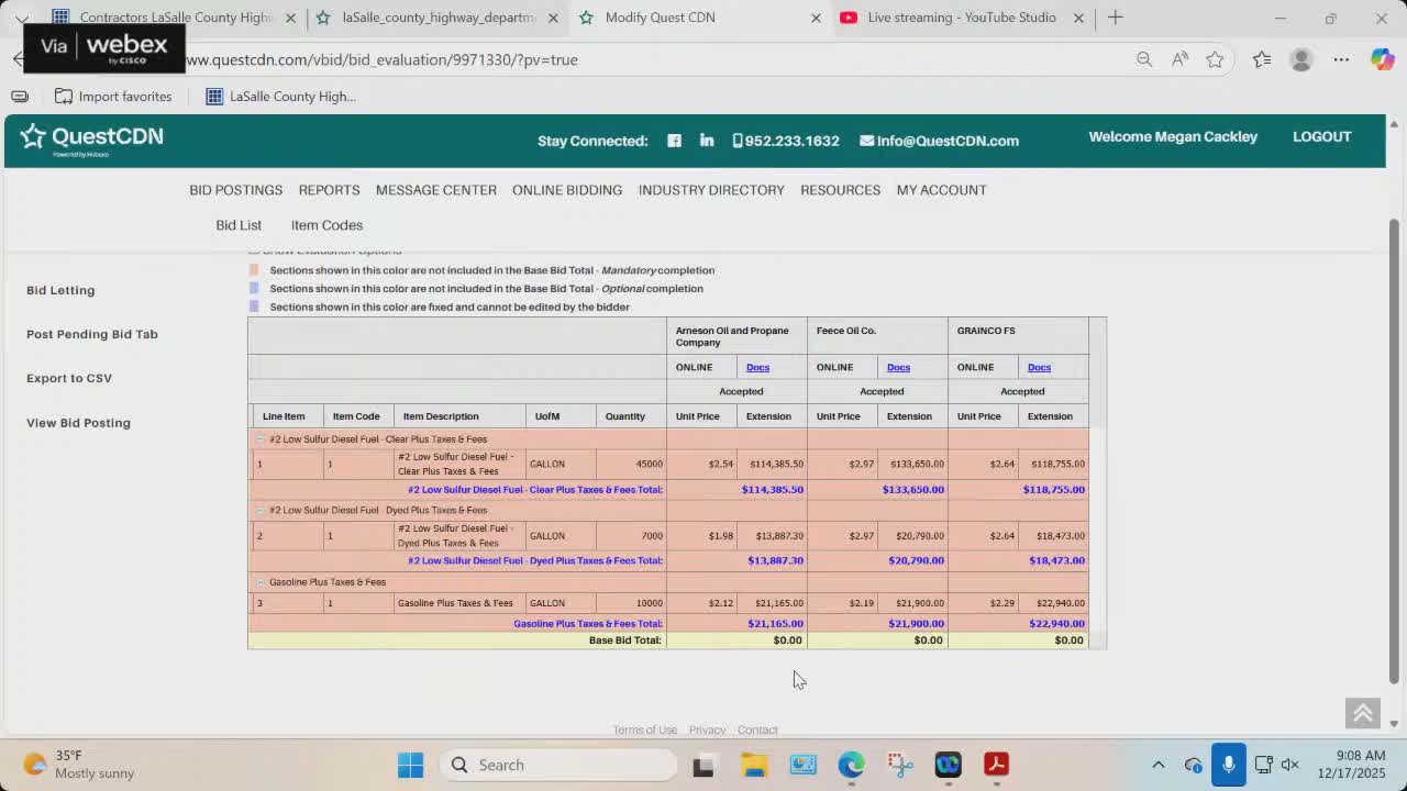 LaSalle County highway board awards 2026 fuel contract, places maintenance quotes on file