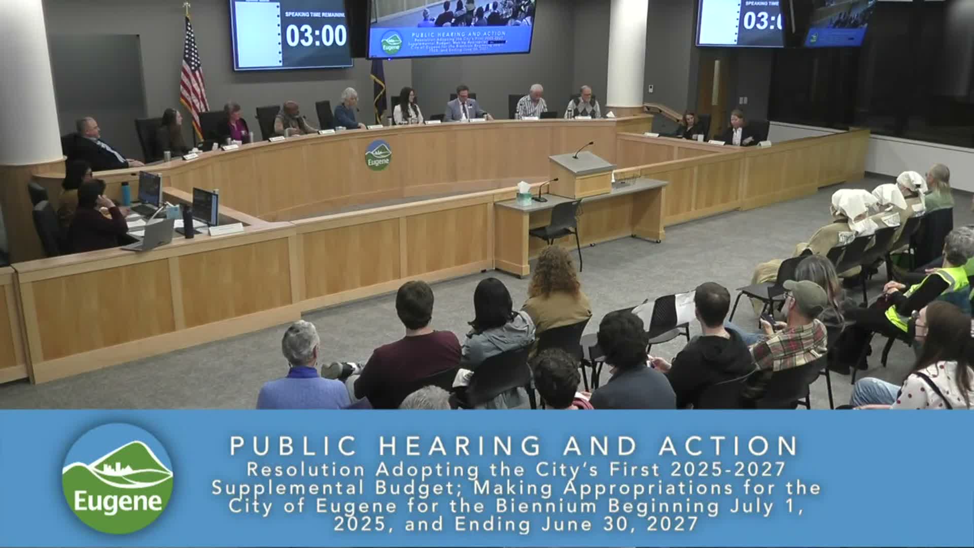 Eugene adopts first supplemental budget for 2025–27, approves $8M PERS prepayment plan and retains reserve above 3.6%