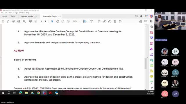 Cochise County board approves design‑build for new jail, citing speed and stricter cost controls