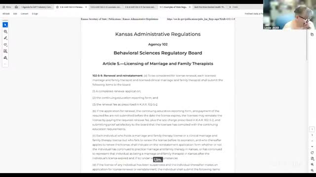 Advisory committee endorses three edits to renewal/reinstatement rule and records reviews of other regulations