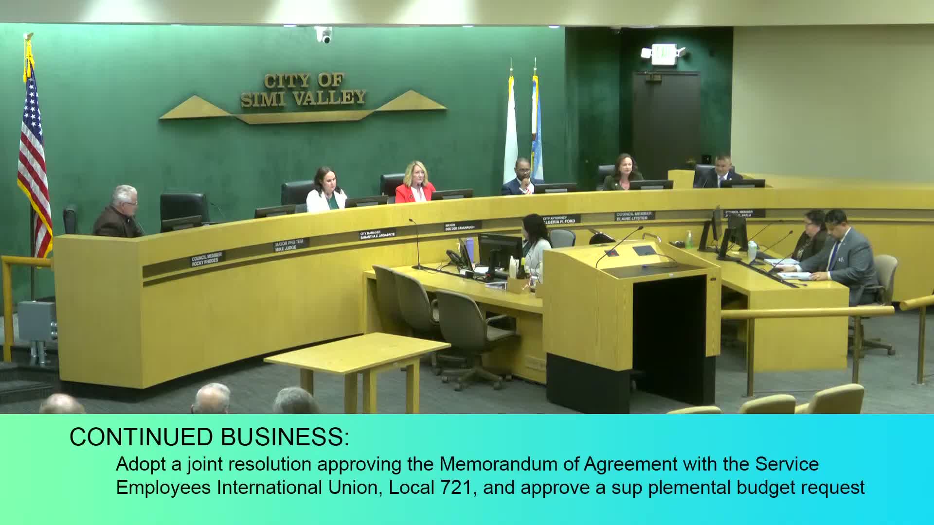 Council approves SEIU memorandum and a merit raise for the city manager