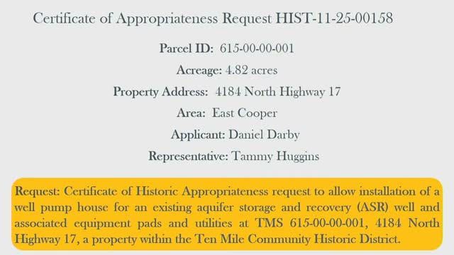 Commission approves well pump house and equipment for Mount Pleasant Water Works in 10 Mile Community