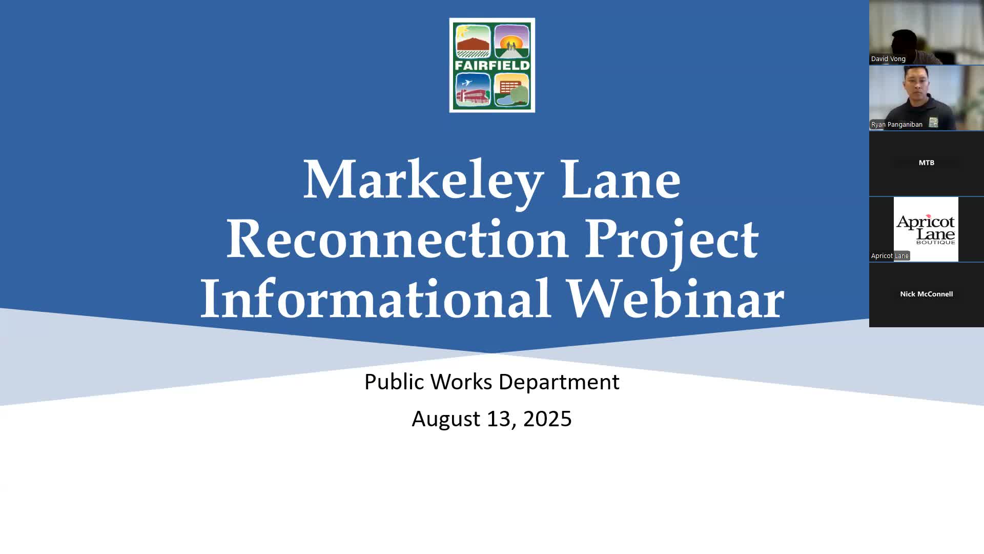 Fairfield begins design for Markley Lane reconnection; $5.1M estimate leaves $3.3M funding gap