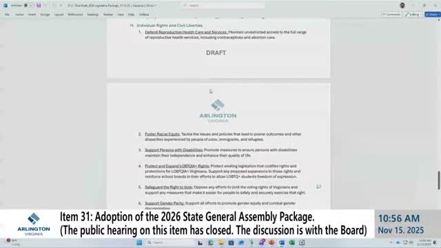 Arlington County Board adopts 2026 legislative package, adds anti–rent-gouging language