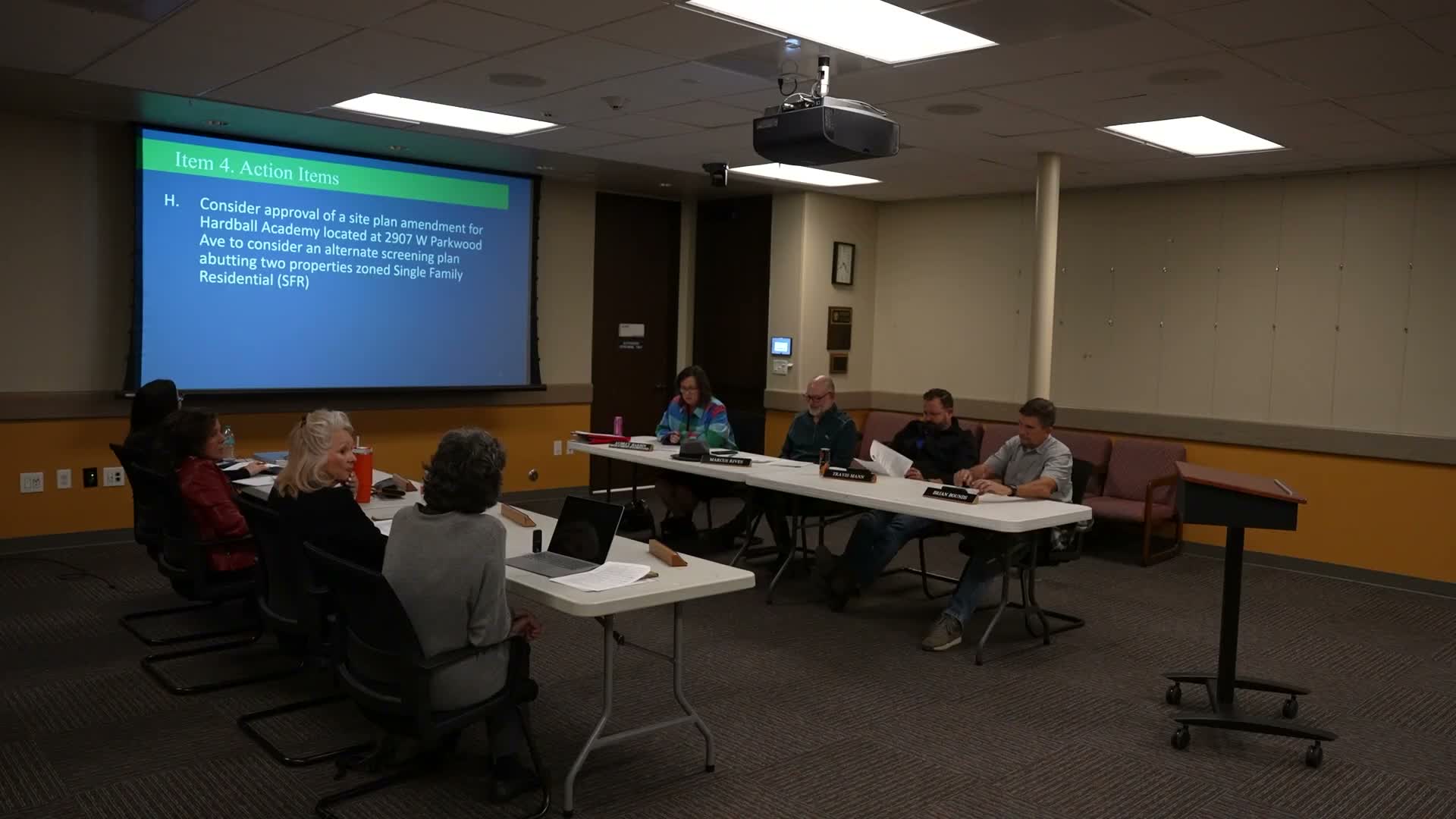 Commission postpones decision on Hardball Academy screening and tree‑replacement amendments