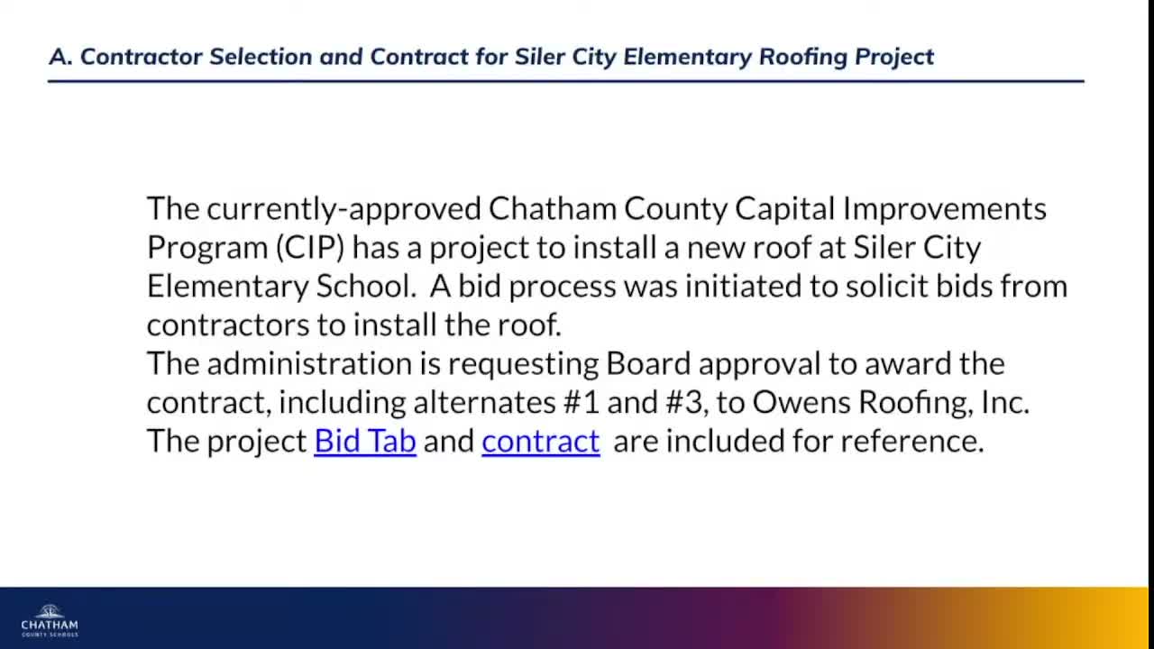 Chatham County Schools reorganizes leadership and approves Siler City Elementary roofing contract
