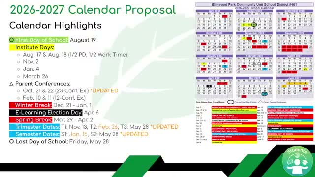 Elmwood Park CUSD 401 board approves proposed $20.25 levy and passes consent agenda
