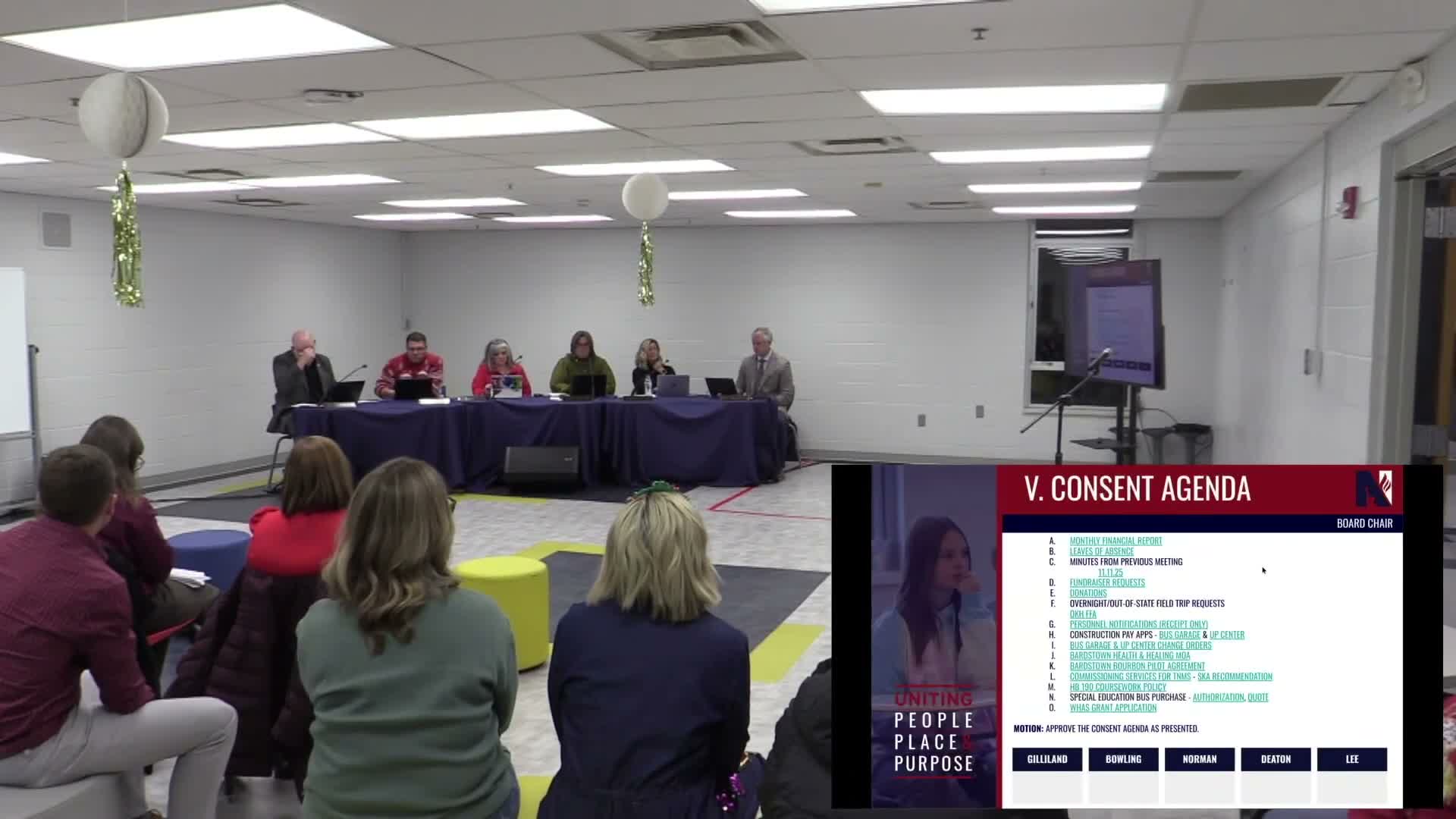 Board approves consent agenda; includes PILOT with Bardstown Bourbon Company